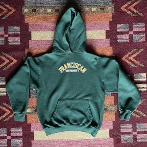Vintage Franciscan University College Hooded Green Sweatshirt Hoodie